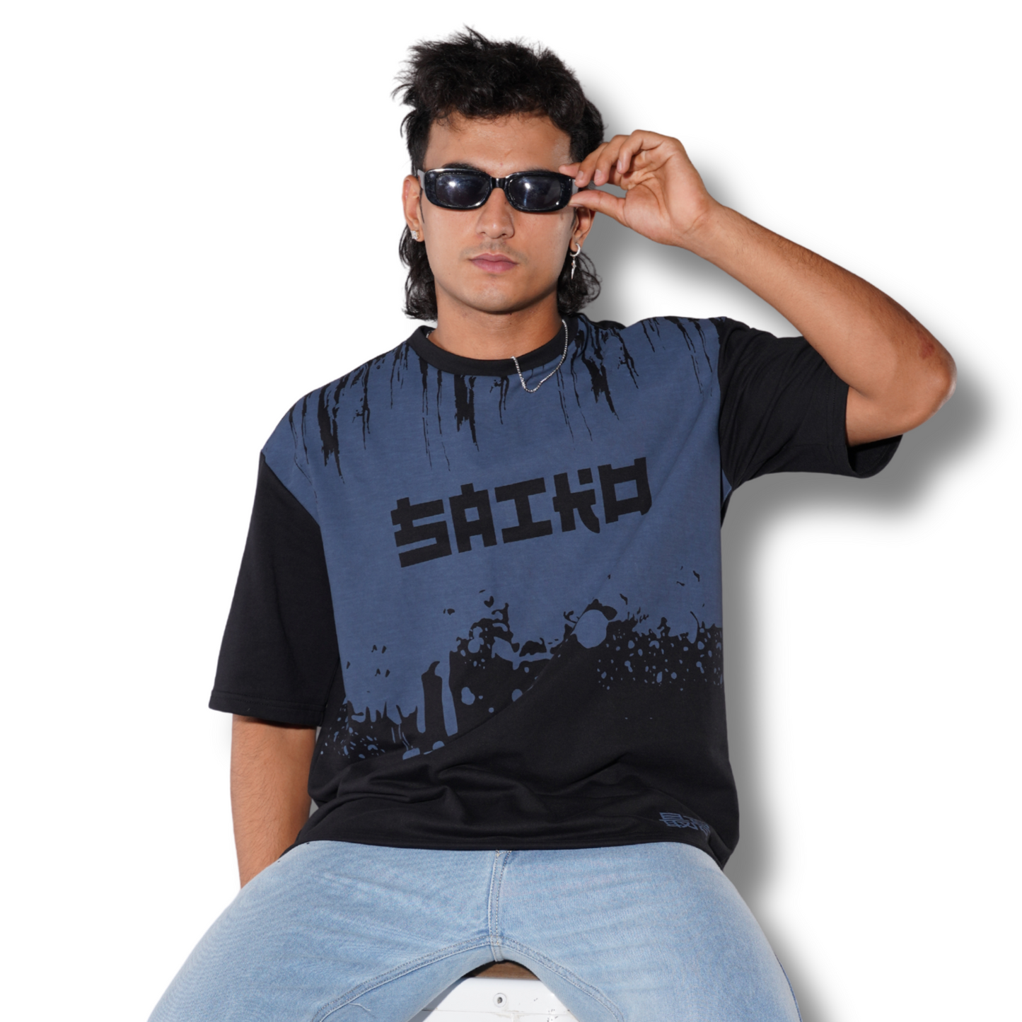 Blue Static Unisex Oversized T-Shirt