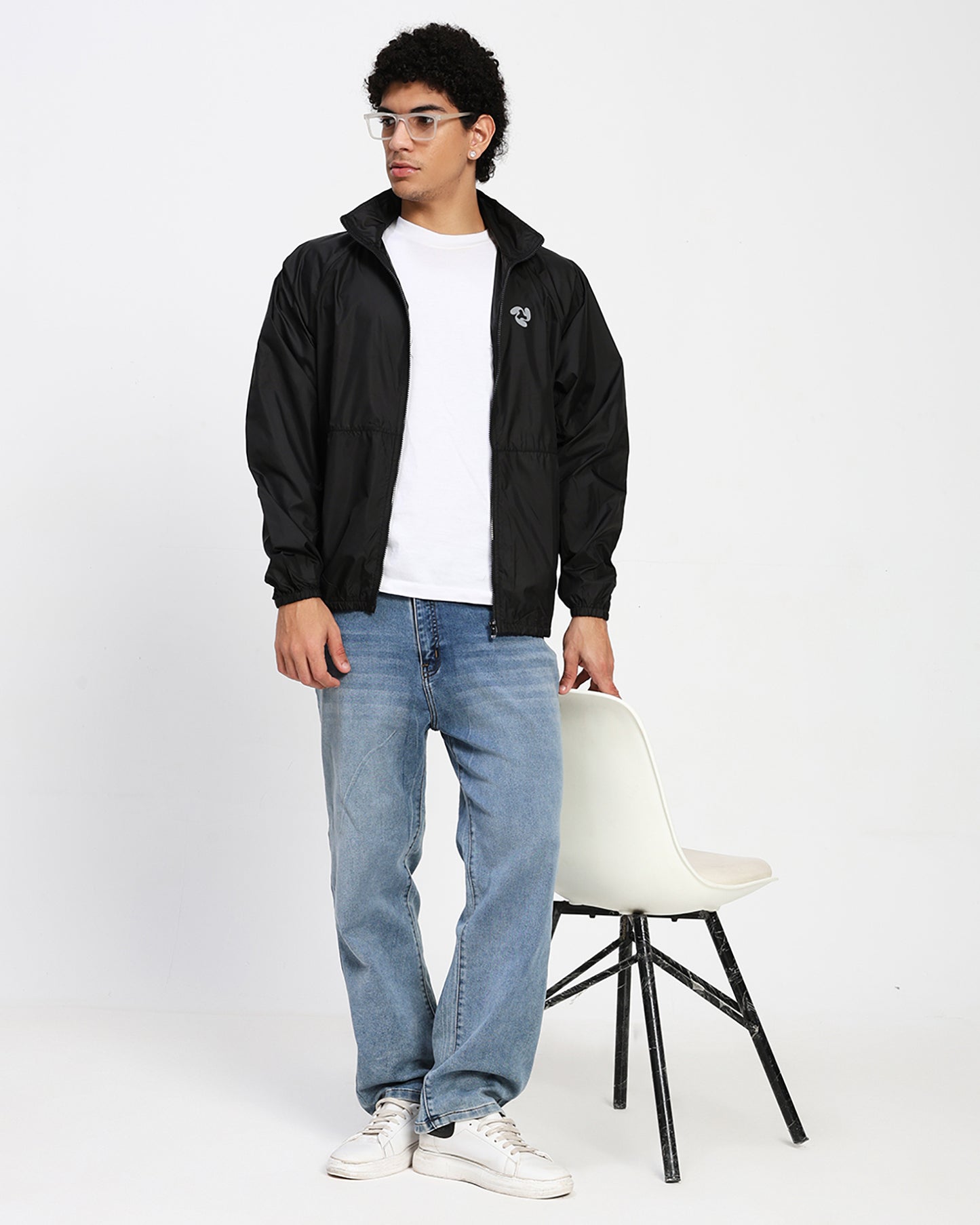 Men's Lightweight Hooded Windbreaker Jacket – Black