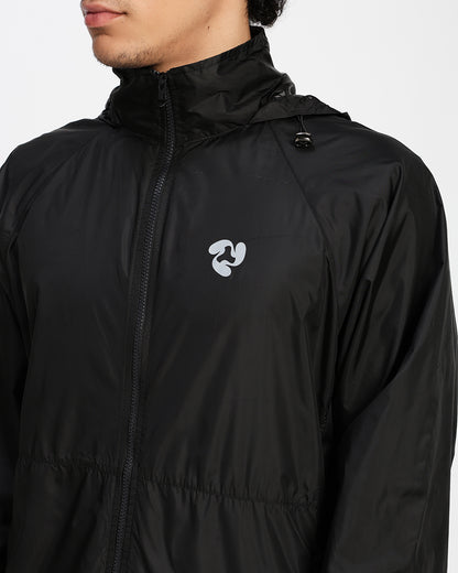 Men's Lightweight Hooded Windbreaker Jacket – Black