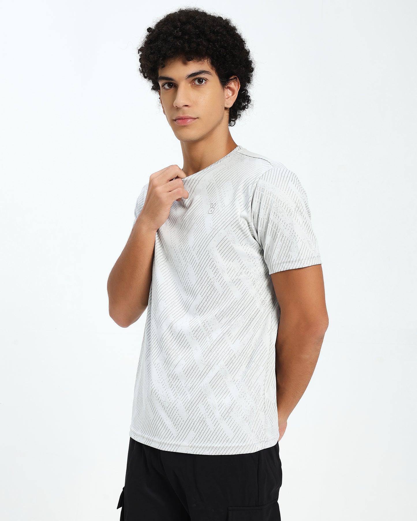 Men’s Light Grey Textured Active T-Shirt