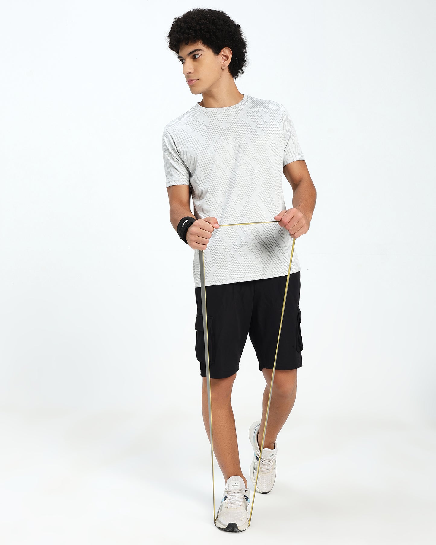 Men’s Light Grey Textured Active T-Shirt