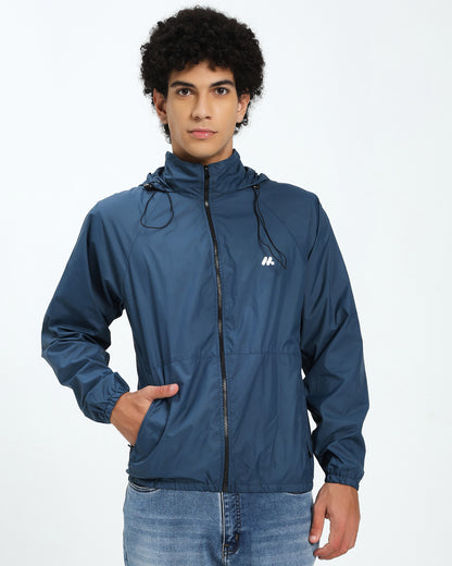 Men’s Lightweight Blue WindCheater Jacket with Hood