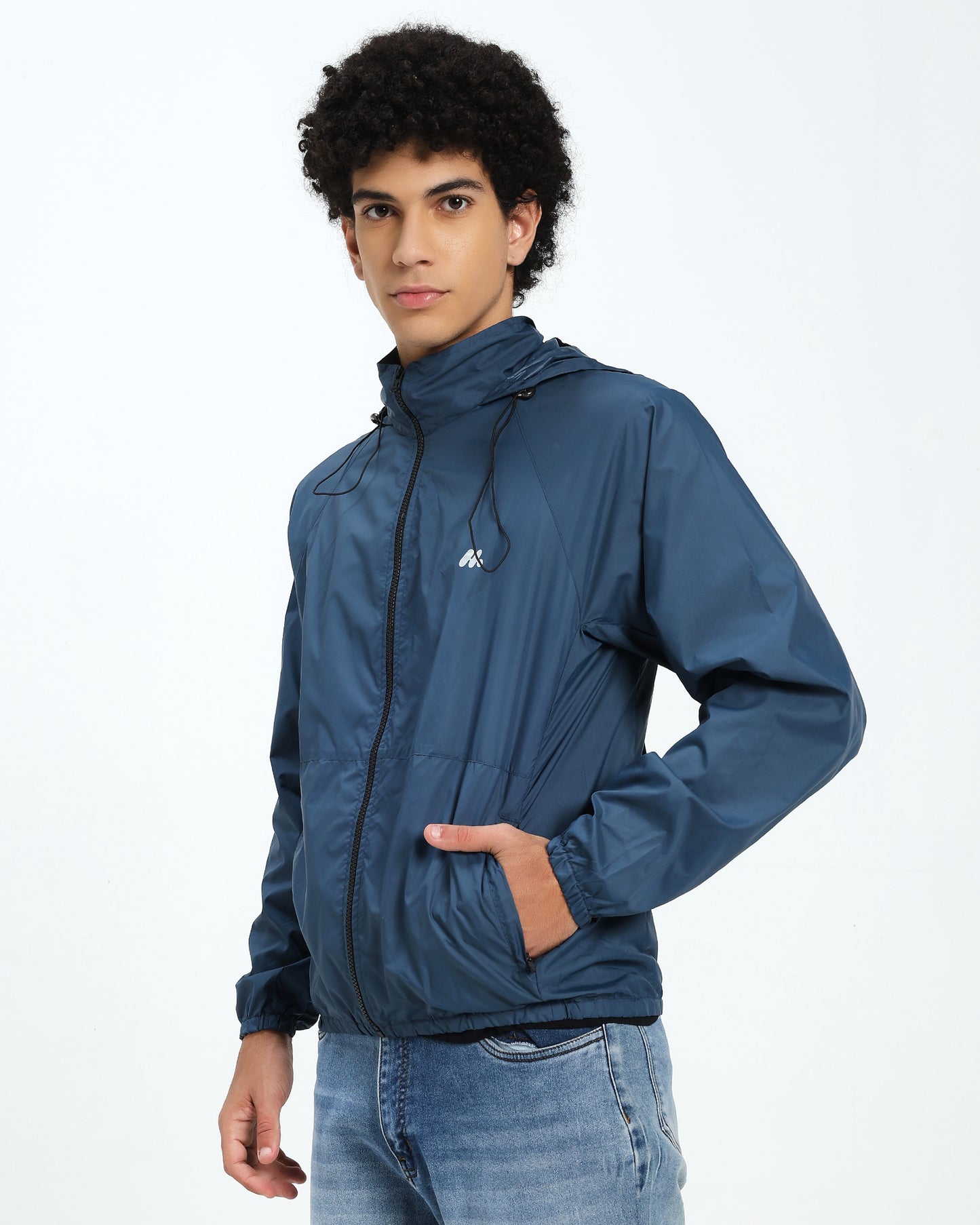 Men’s Lightweight Blue WindCheater Jacket with Hood