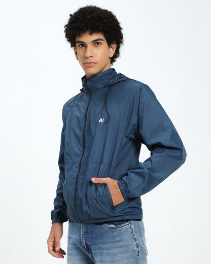 Men’s Lightweight Blue WindCheater Jacket with Hood