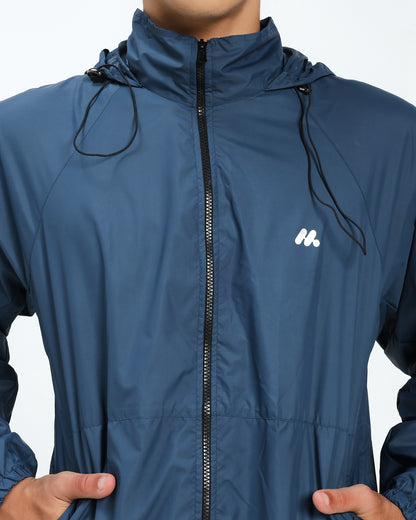 Men’s Lightweight Blue WindCheater Jacket with Hood