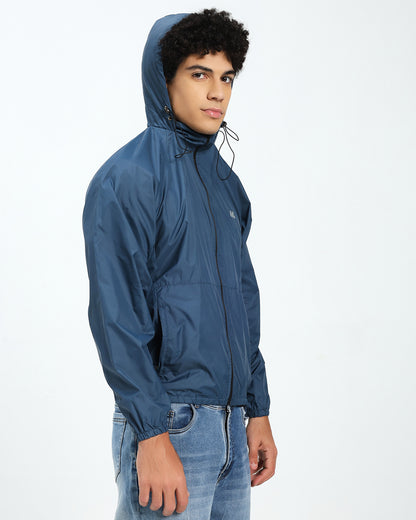 Men’s Lightweight Blue WindCheater Jacket with Hood
