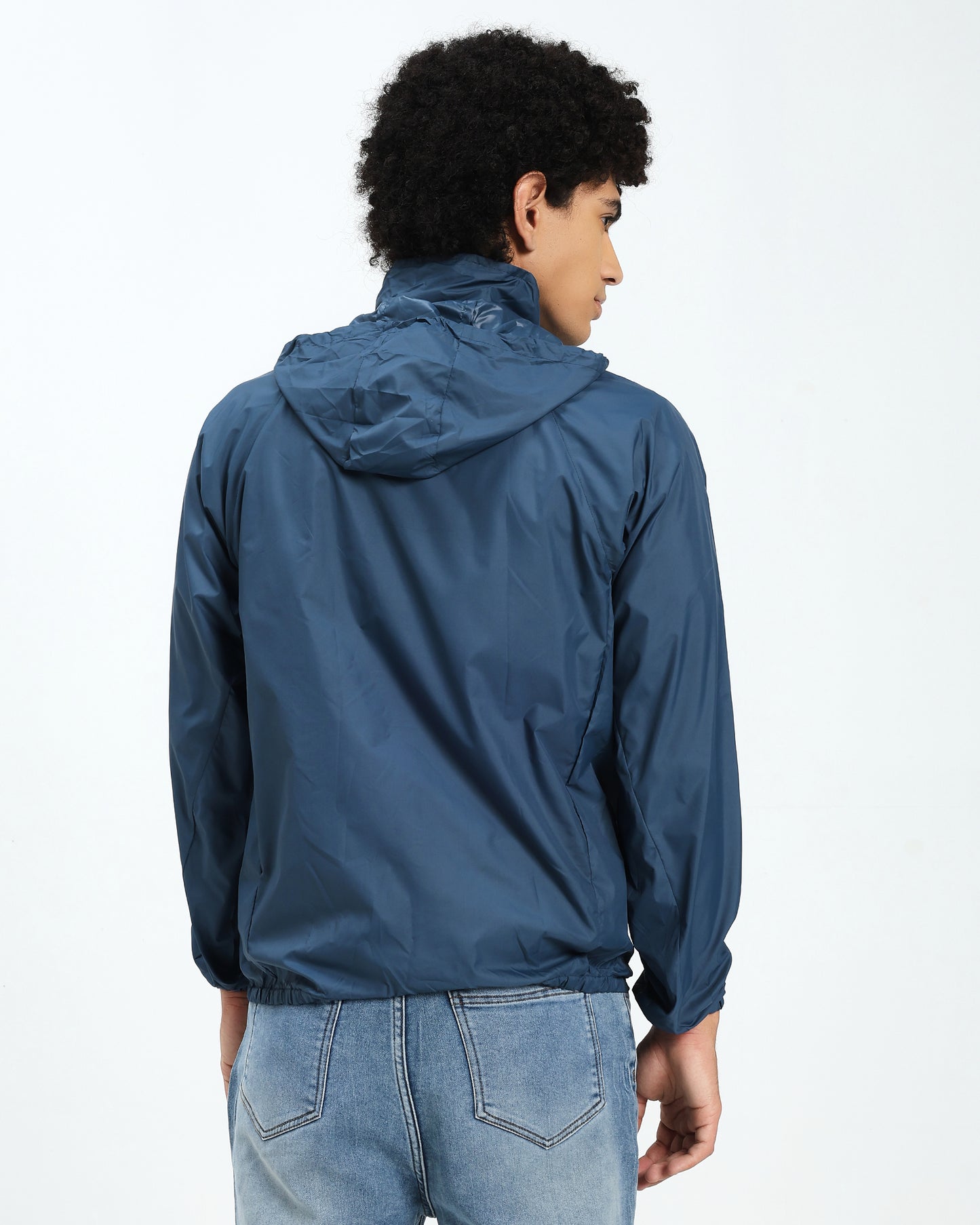 Men’s Lightweight Blue WindCheater Jacket with Hood