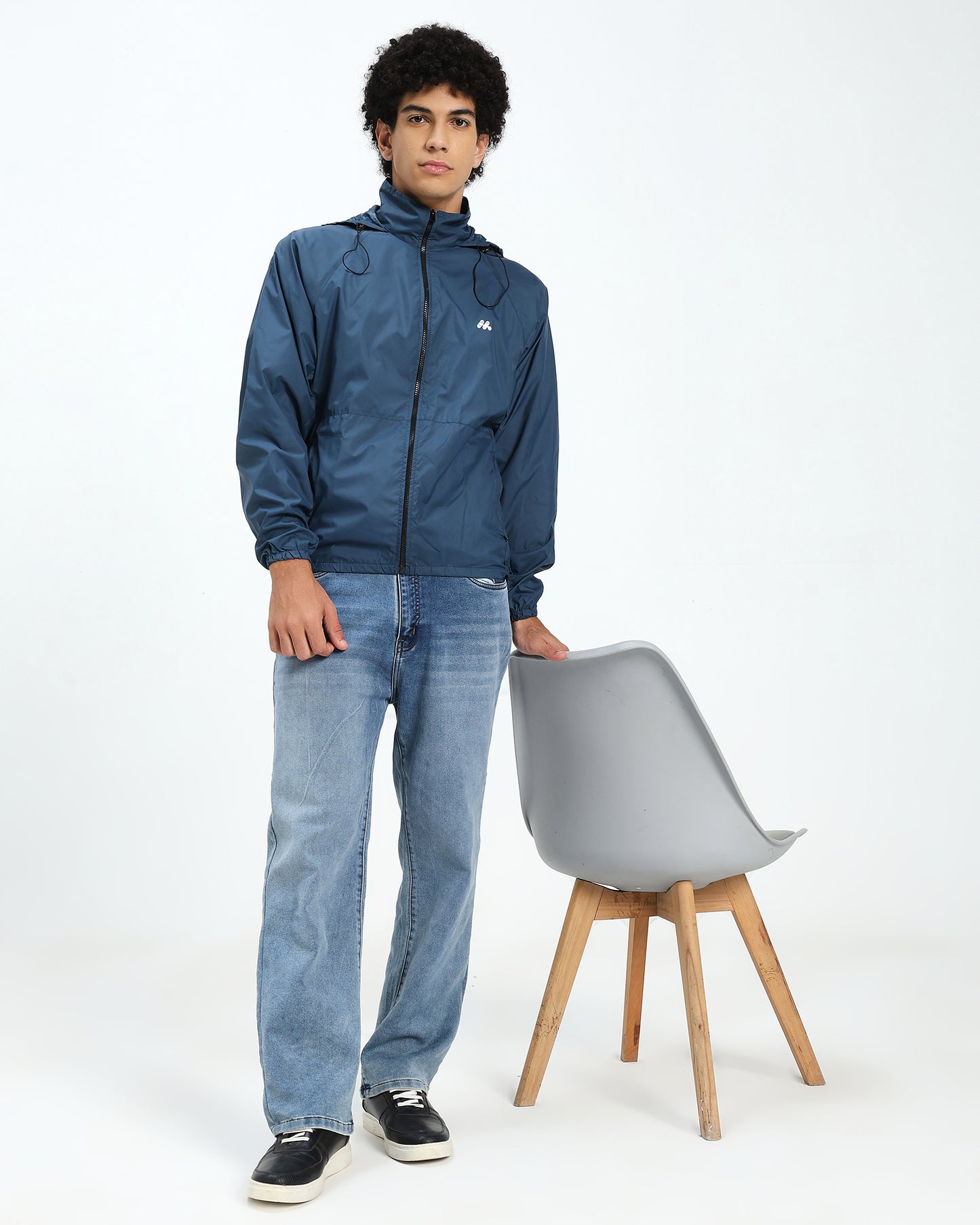 Men’s Lightweight Blue WindCheater Jacket with Hood