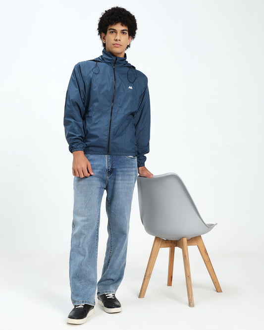Men’s Lightweight Blue WindCheater Jacket with Hood