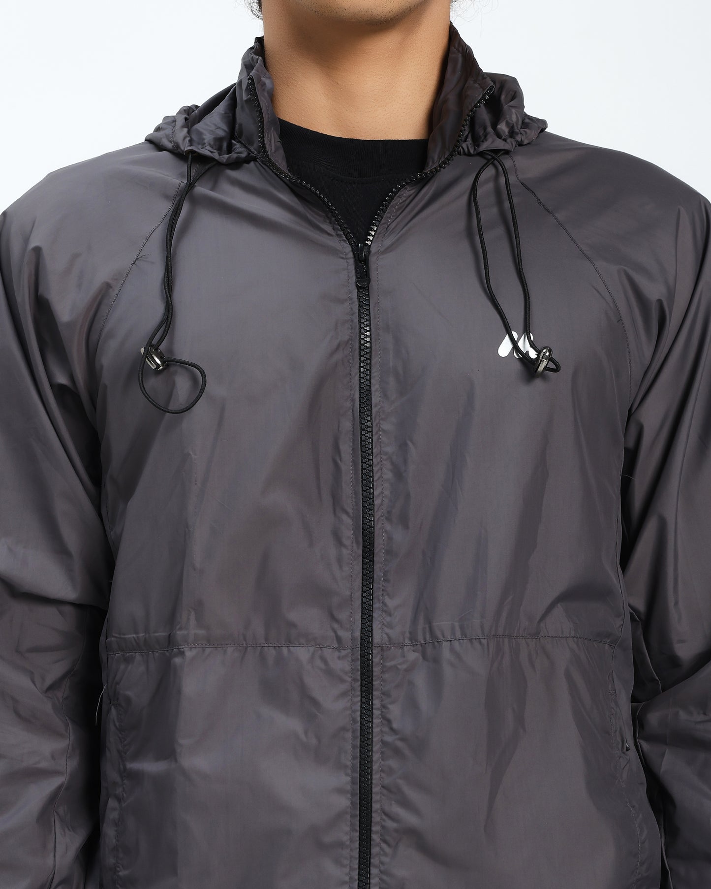 Men’s Lightweight Hooded Windbreaker Jacket – Charcoal Grey