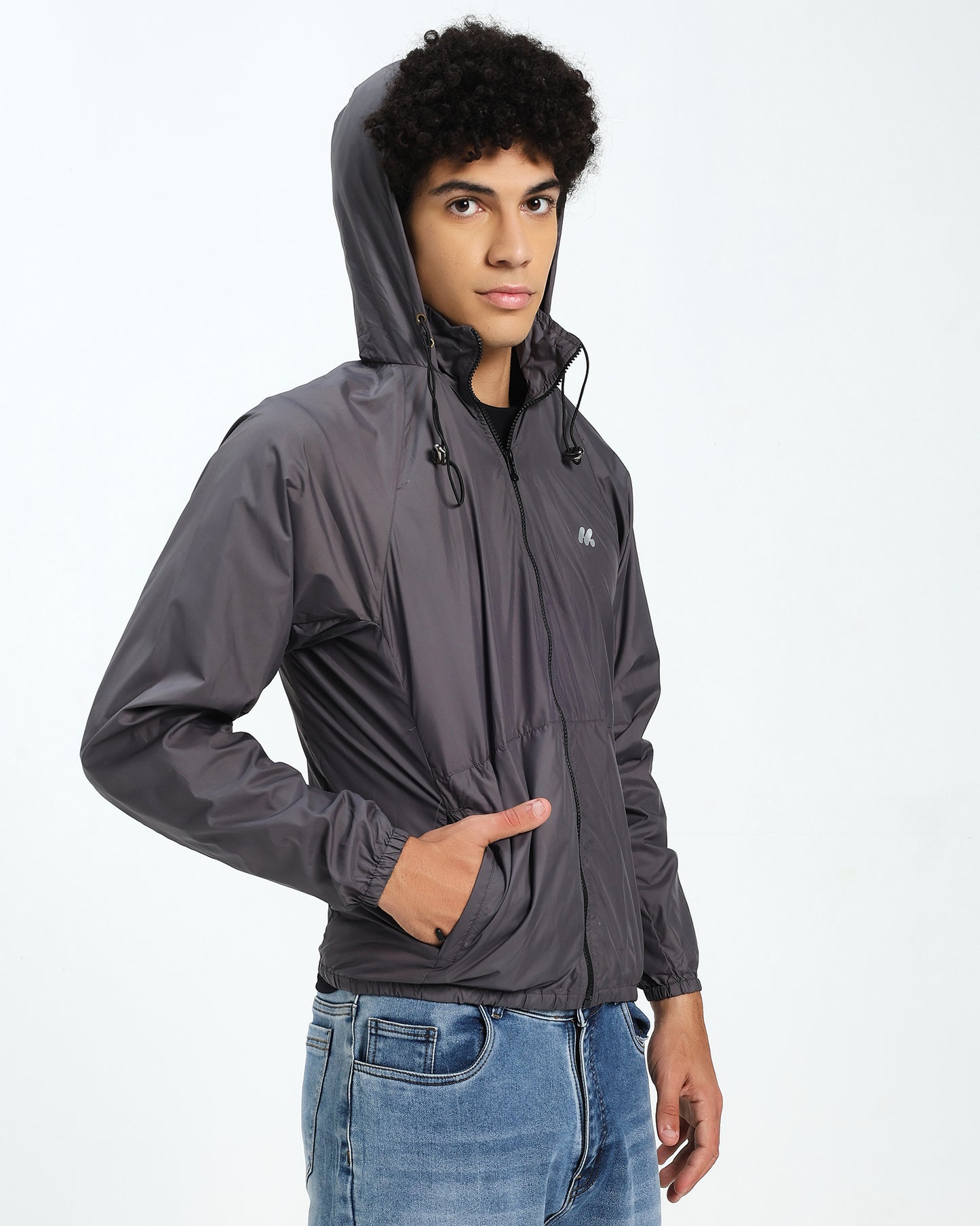 Men’s Lightweight Hooded Windbreaker Jacket – Charcoal Grey