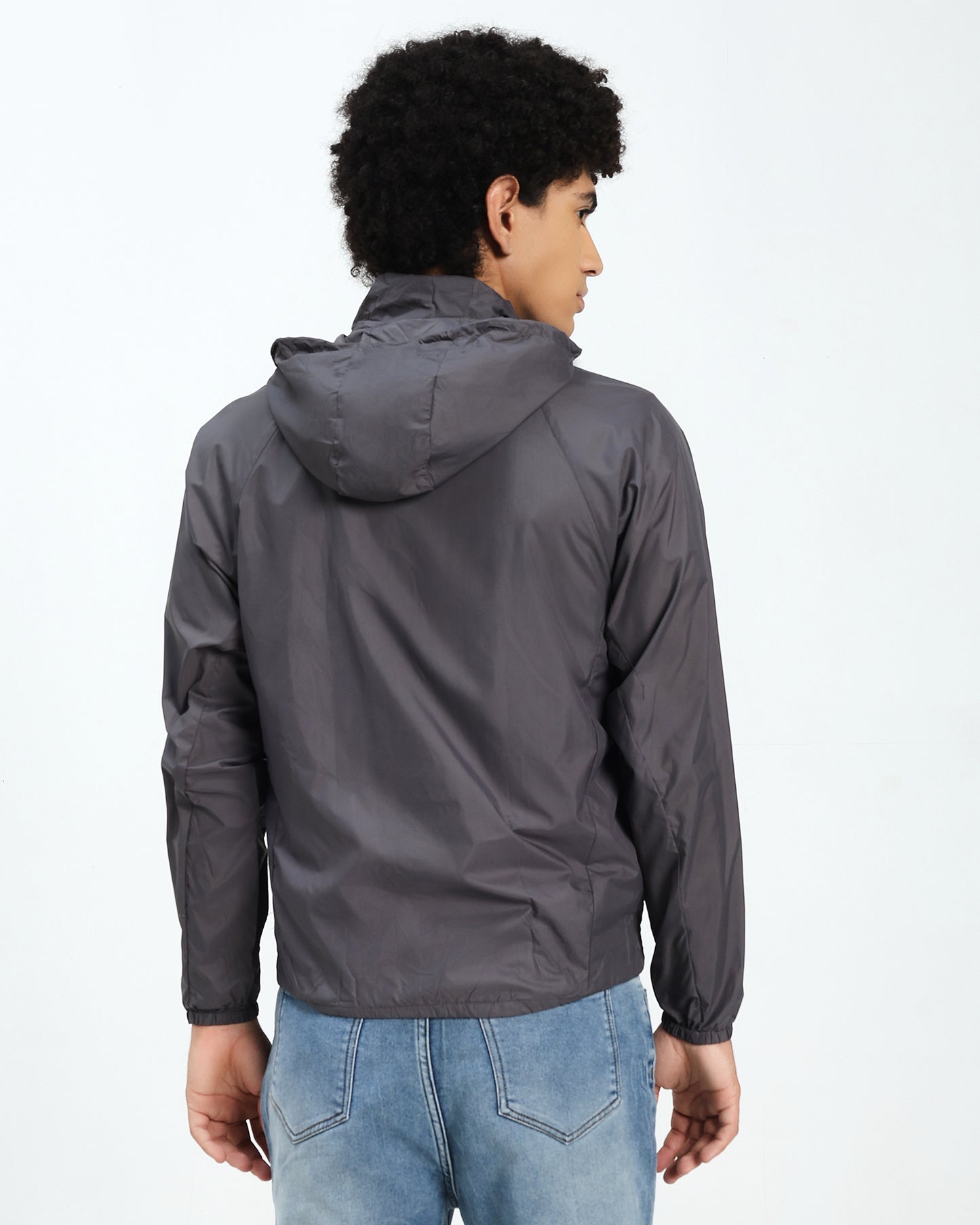 Men’s Lightweight Hooded Windbreaker Jacket – Charcoal Grey