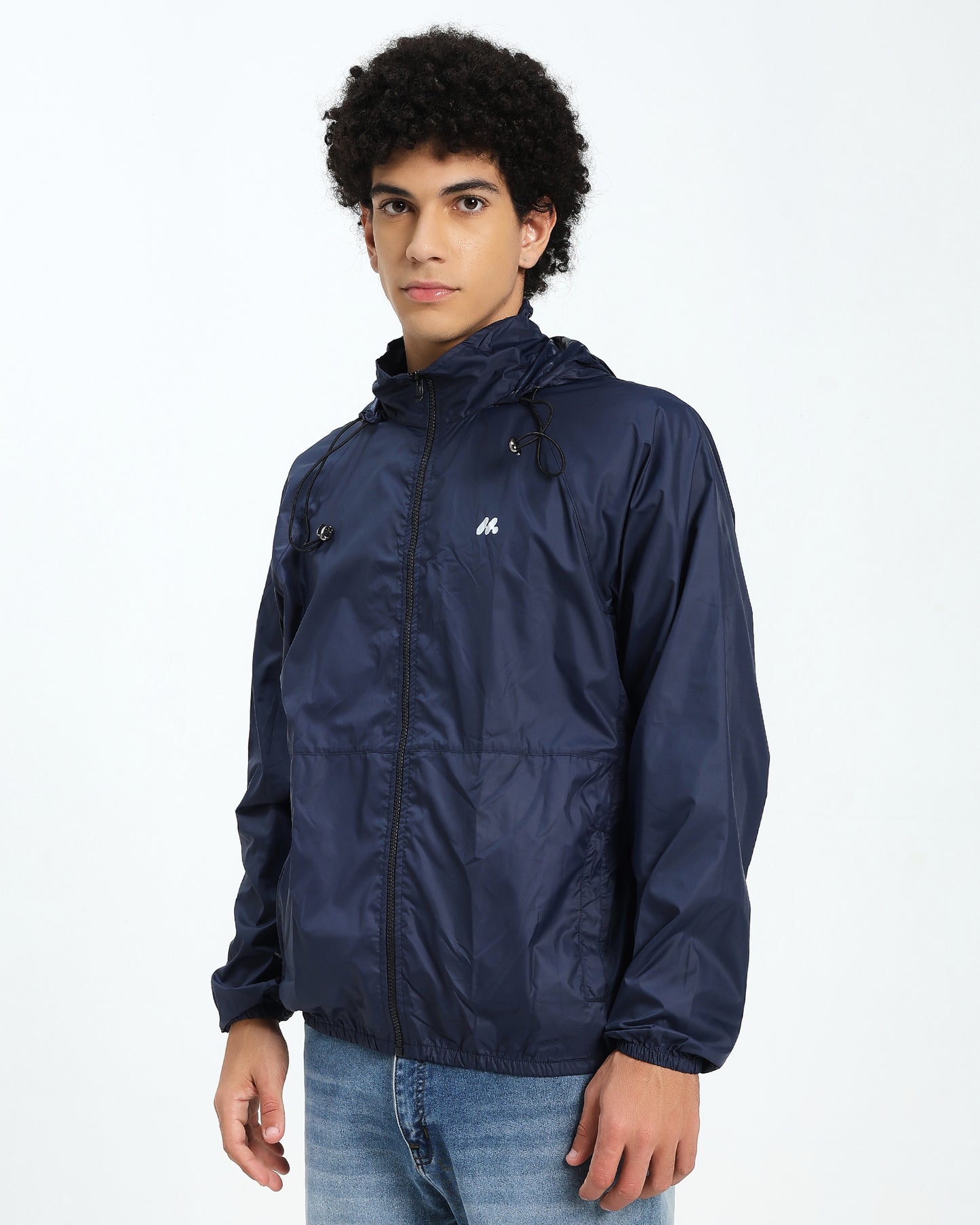 Men’s Lightweight Hooded Windbreaker Jacket – Navy Blue