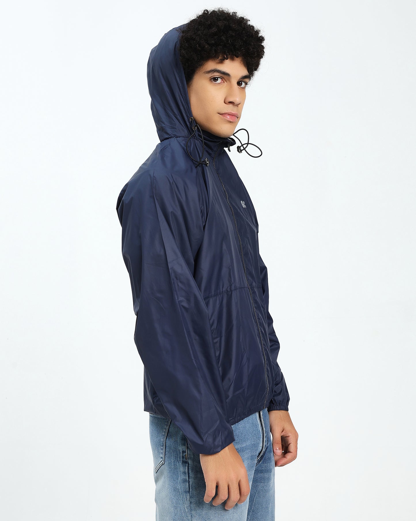 Men’s Lightweight Hooded Windbreaker Jacket – Navy Blue