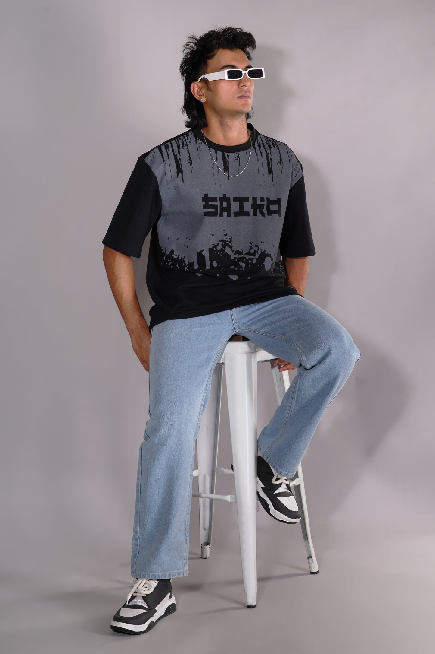 Gray Static Unisex Oversized T-Shirt