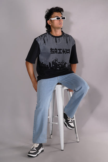 Gray Static Unisex Oversized T-Shirt